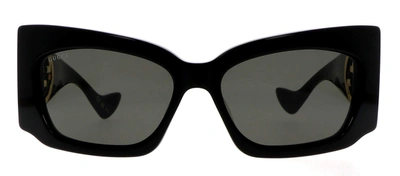 Gucci Gg1412s 001 Wrap Sunglasses In Grey