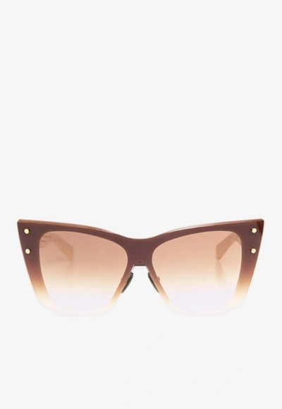 Balmain Armor Butterfly Sunglasses In Brown