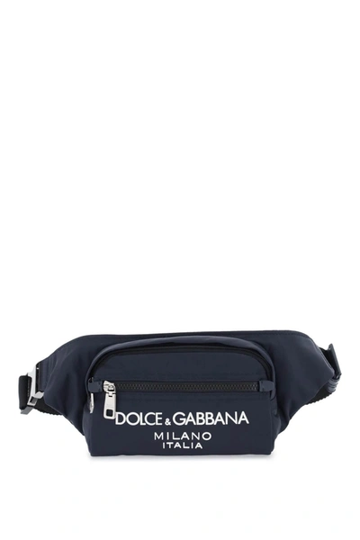 Dolce & Gabbana Nylon Beltpack Handbag With Logo For Men In Black