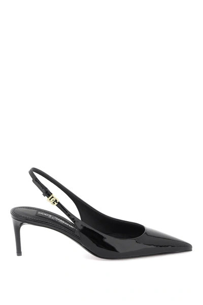 DOLCE & GABBANA DOLCE & GABBANA PATENT LEATHER SLINGBACK PUMPS