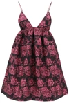 Ganni Floral-jacquard Mini Dress In Multi