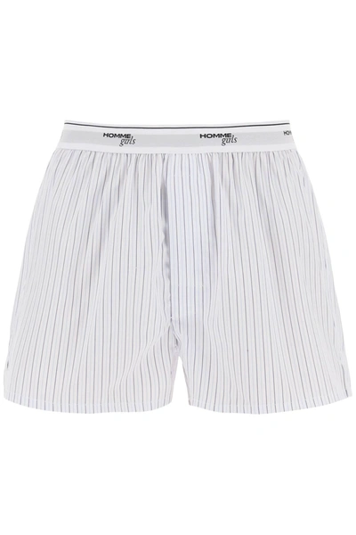 Homme Girls Cotton Boxer Shorts In White