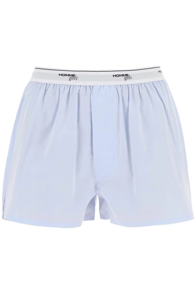 Homme Girls Cotton Boxer Shorts In Light Blue