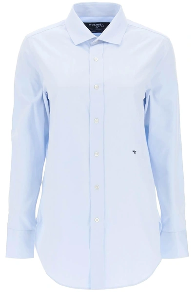 Homme Girls Cotton Twill Shirt In Light Blue