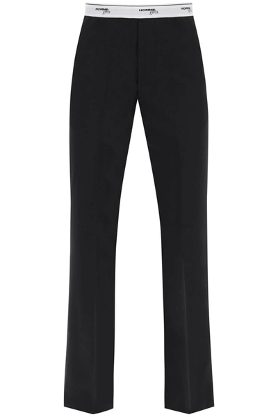 Homme Girls Logo Band Trousers In Black