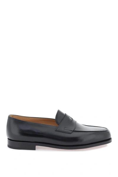 John Lobb Mens Black Lopez Leather Loafers