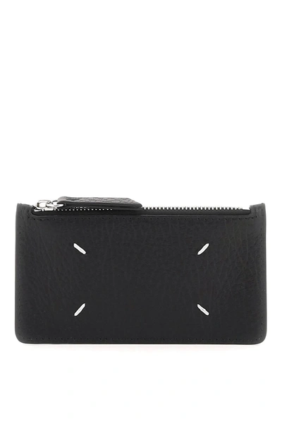 Maison Margiela Four-stich Zipped Cardholder In Black