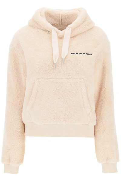 Isabel Marant Étoile Maeva Logo-embroidered Fleece Hoodie In Beige,neutro