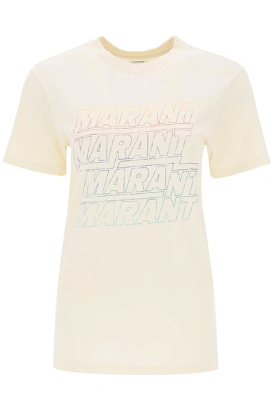 Marant Etoile Ziliani Logo-print Cotton T-shirt In Neutrals