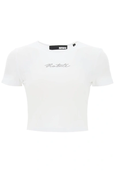 ROTATE BIRGER CHRISTENSEN ROTATE CROPPED T SHIRT WITH RHINESTONE LOGO