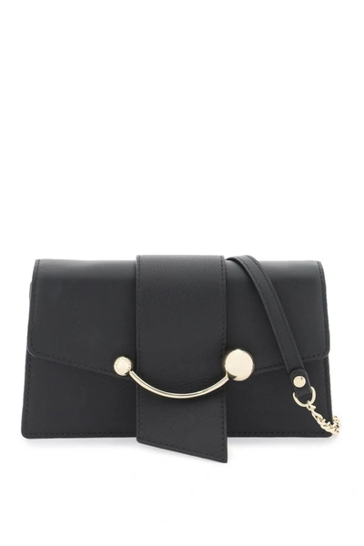 Strathberry Crescent On A Chain Crossbody Mini Bag In Black