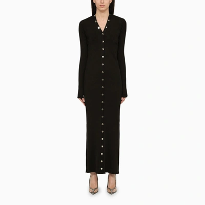 ATTICO THE ATTICO BLACK VISCOSE LONG CARDIGAN