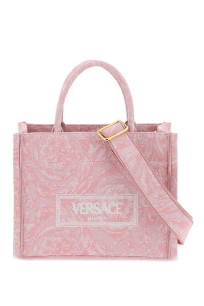 Versace Athena Small Jacquard Tote Bag In Pink