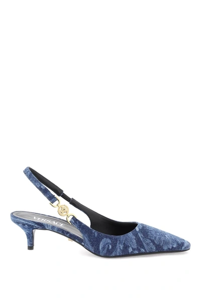 Versace Barocco Pumps In Blue  Gold (blue)