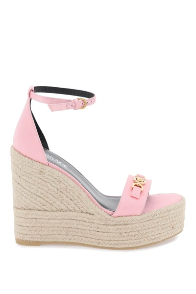 Versace 140mm Satin Wedges In Rosa