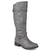 Journee Collection Women's Harley Extra Wide Calf Rouched Knee High Boots In Grey