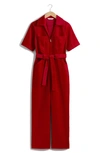 & Other Stories Zip Front Corduroy Jumpsuit In Red