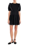 ENGLISH FACTORY SCALLOP EDGE RUFFLE KNIT MINIDRESS