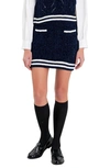 English Factory Chenille Miniskirt In Navy/ White
