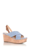 Marion Parke Maren Slingback Platform Wedge Sandal In Light Denim