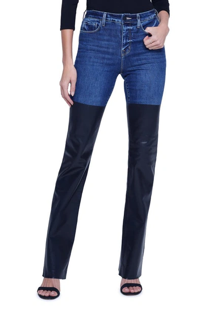 L Agence Ruth High Rise Straight Jeans In Magnolia Blue In Magnolia Black Coated
