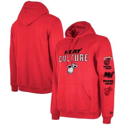 New Era Men's  Red Distressed Miami Heat Big And Tall 2023/24 City Edition Jersey Pullover Hoodie