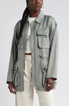 Open Edit Satin Utility Jacket In Green Halo