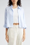 Twp Soon To Be Ex Cropped Cotton Shirt In Blue