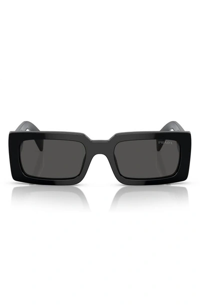 Prada Logo Acetate Rectangle Sunglasses In Black