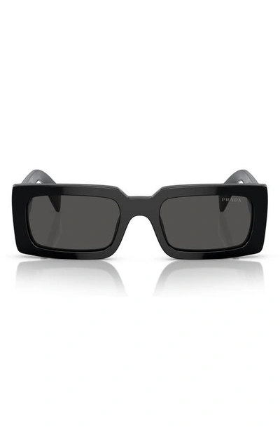 Prada Logo Acetate Rectangle Sunglasses In Dark Grey