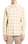 Theory Irving Fade Flannel Long Sleeve Shirt In Natural Multi