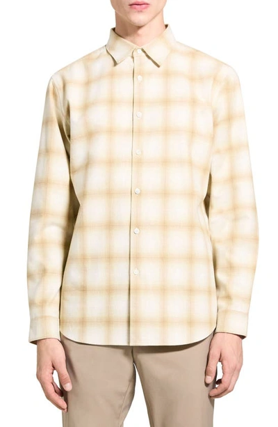 Theory Irving Fade Flannel Long Sleeve Shirt In Natural Mulit