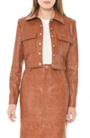 Wayf Miller Croc Embossed Faux Leather Jacket In Brown