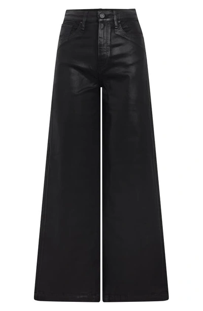 Hudson James High Rise Wide Leg Jeans In Coated Black In Coated Black Beauty
