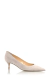 Marion Parke Classic Pointed Toe Kitten Heel Pump In Stone
