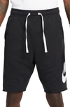 Nike Men's Club Alumni French Terry Shorts In Black/ White/ White