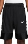 Nike Dri-fit Elite 23 Big Kids' (boys') Basketball Shorts In Black/ White