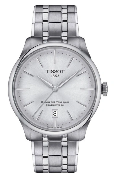 TISSOT TISSOT CHEMIN DES TOURELLES POWERMATIC 80 BRACELET WATCH, 39MM