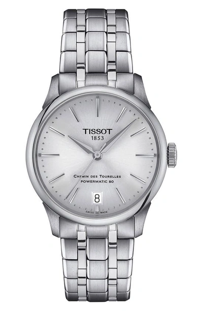Tissot Women's Swiss Automatic Chemin Des Tourelles Powermatic 80 Stainless Steel Bracelet Watch 34mm In No Color