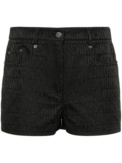 Moschino Logo-jacquard Shorts In Black