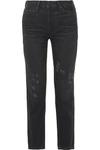 VINCE DISTRESSED HIGH-RISE STRAIGHT-LEG JEANS