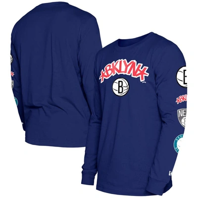 New Era Men's  Blue Brooklyn Nets 2023/24 City Edition Long Sleeve T-shirt