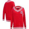 PRO STANDARD PRO STANDARD  RED NEW ENGLAND PATRIOTS PREP V-NECK PULLOVER SWEATER