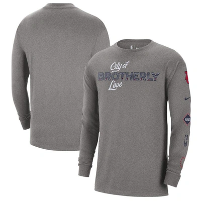 Nike Philadelphia 76ers 2023/24 City Edition  Men's Nba Max90 Long-sleeve T-shirt In Grey