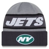 New Era Gray New York Jets 2023 Sideline Tech Cuffed Knit Hat In Gray