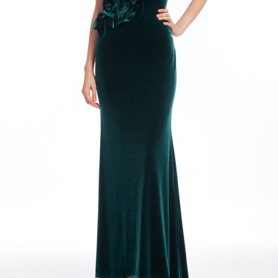 Badgley Mischka Women's Solid Rosette Velvet One-shoulder