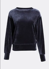 Majestic Velour Long Sleeve Crewneck Pullover In Blue