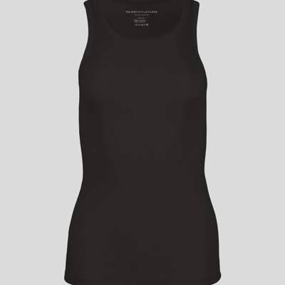 Majestic Lyocell Cotton Baby Rib Tank In Black In Noir