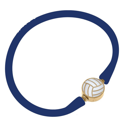 Canvas Style Enamel Volleyball Silicone Bali Bracelet In Royal Blue