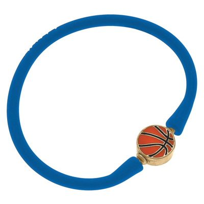 Canvas Style Enamel Basketball Silicone Bali Bracelet In Blue